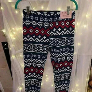 Serra Fleece Leggings. Medium. (8-10). Green, Red, Blue. NWT.